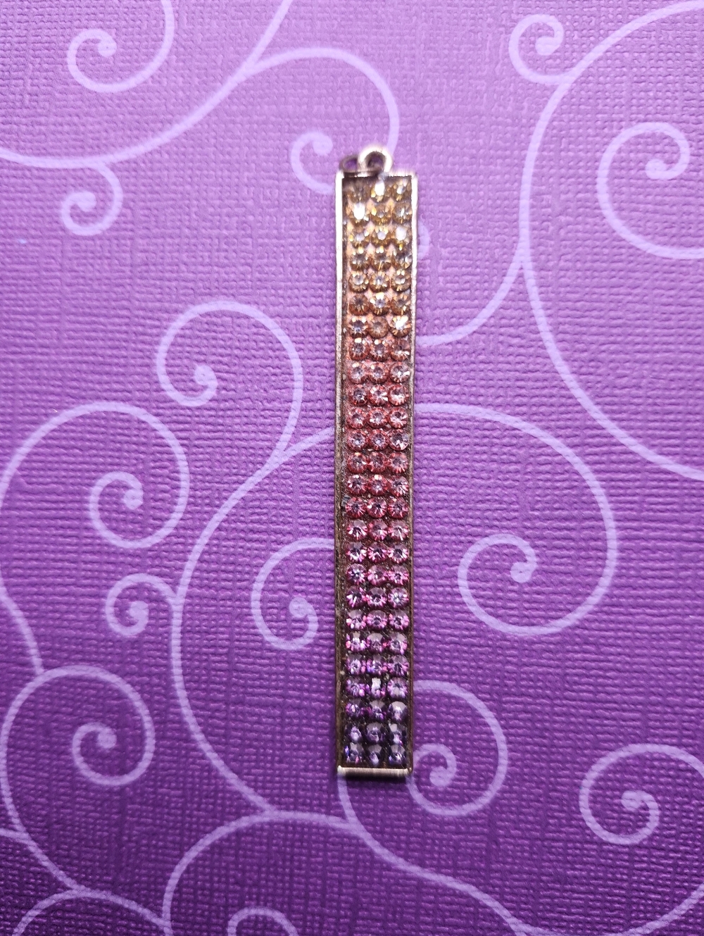 Gold-Tone Multicolor Crystal Bar Pendant Necklace Charm - Women Jewelry